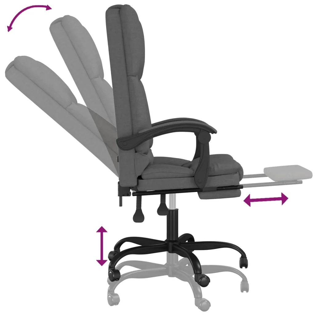 Sedia da Ufficio Massaggio Reclinabile Grigio Scuro in Tessuto cod mxl 15326