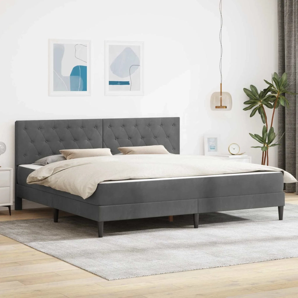Struttura letto con materasso Grigio scuro 180 x 200 cm Velluto 3415260