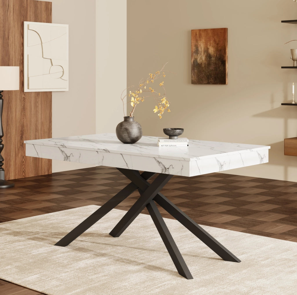 Tavolo da pranzo allungabile 140-180x80 cm; MDF bianco