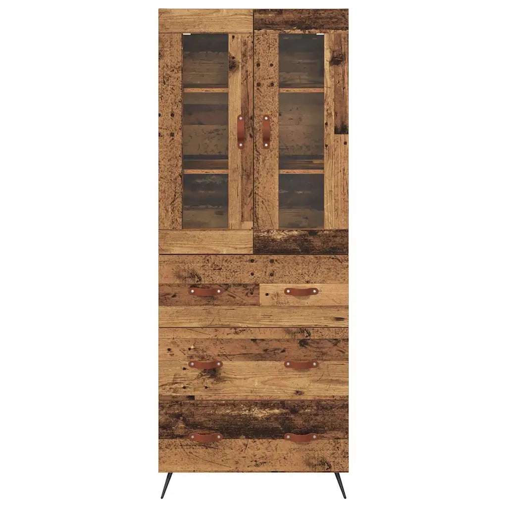 Armadietto alto con ripiano con cassetto 2 pcs Legno vecchio