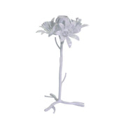 Portacandele metallo bianco fiore cm ø12h22