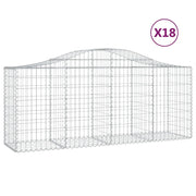 Cestini gabbioni recinzione a gabbia muro di contenimento ad arco 18 pezzi 200 x 50 x 80/100 cm ferro zincato argento 02_0040510