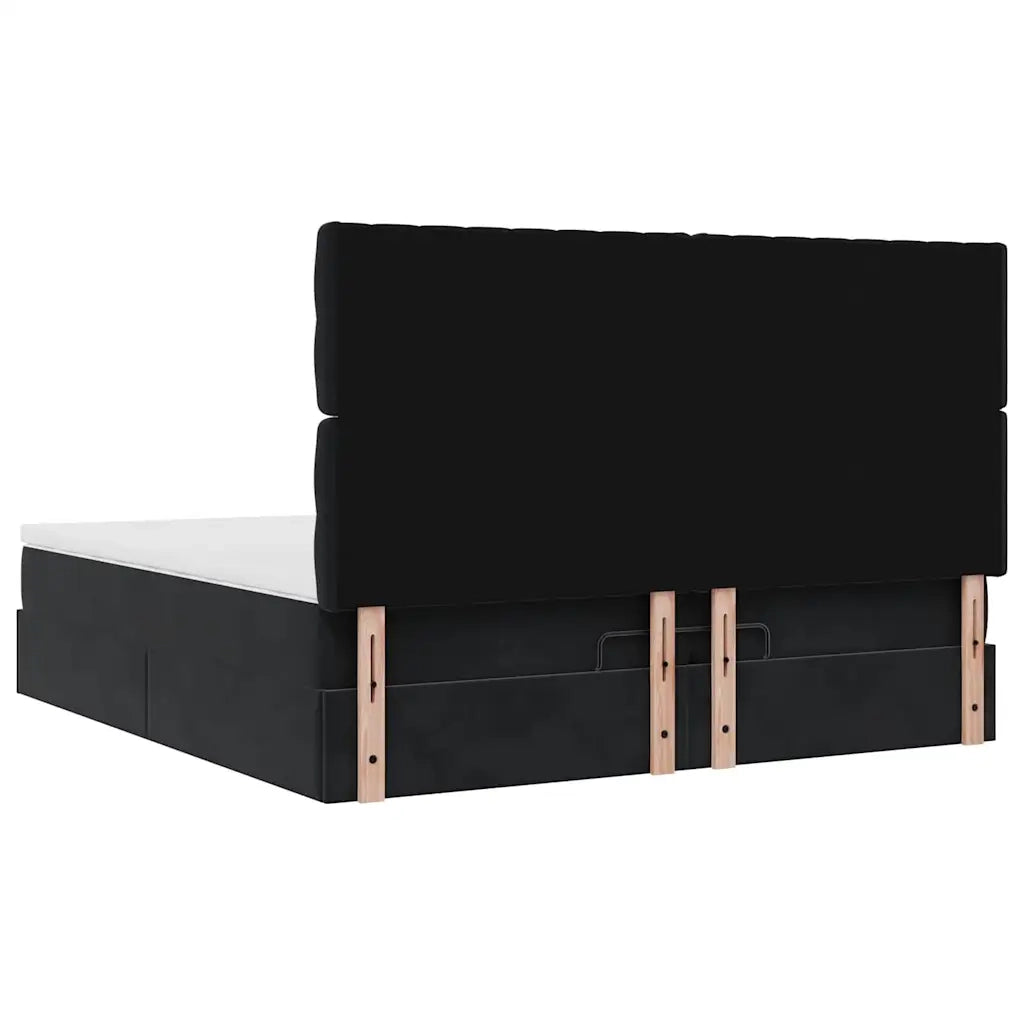 Struttura Letto Pouf con Materassi Nero 200x200 cm Velluto 3313567