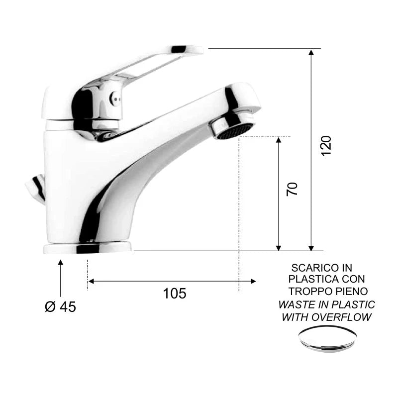Remix miscelatore lavabo con scarico in plastica