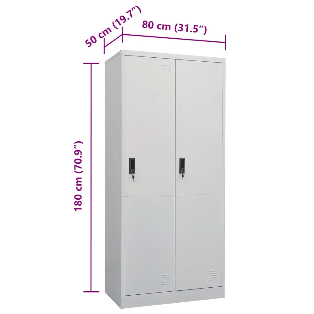 Armadio Grigio Chiaro 80x50x180 cm in Acciaio 335967