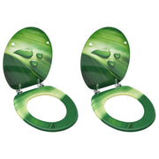 Set di due sedili WC con coperchio MDF verde design gocce d'acqua 02_0002975