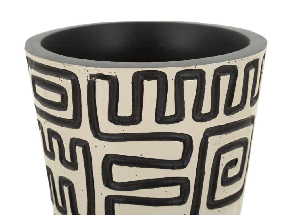Vaso Resina Nairobi Ø16x86 cm in Resina Bianco e Nero
