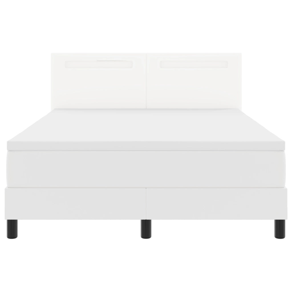 Letto a molle con materasso bianco 160x200 cm in finta pelle