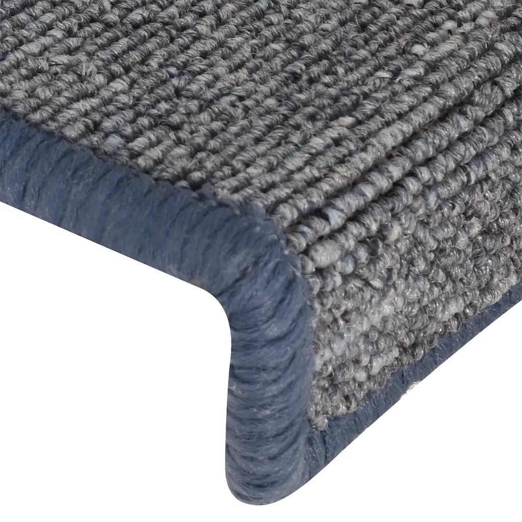Tappetini per scale 30 pz 65x21x4 cm Grigio chiaro e blu con bordo rettangolare
