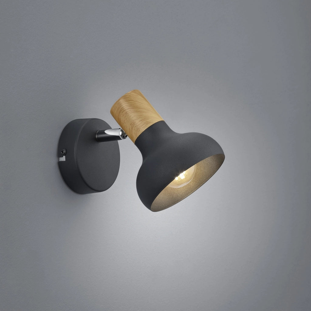 SPOT E14 LATIKA H18CM NERO/LEGNO