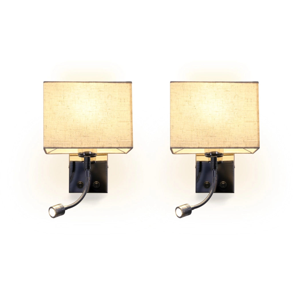 ZMH Lampada da parete LED lampada da lettura paralume in tessuto lampada da comodino girevole con interruttore