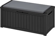 Scatola di stoccaggio all'aperto con cuscino 120 galloni - Box chiusura acqua per attrezzi da giardino, cuscini da tavolo e accessori per piscina - Chiusura - Montaggio facile - Bancopanchina multifunzionale (nero)