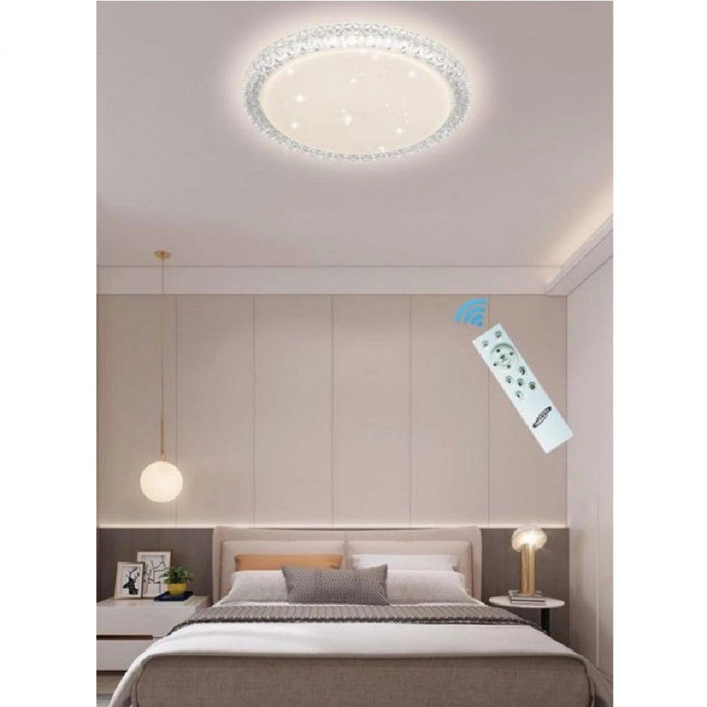 Trade Shop - Plafoniera Led 60 W Lampadario Soffitto Smart Dimmerabile Effetto Cristallo - -bianco Naturale      -
