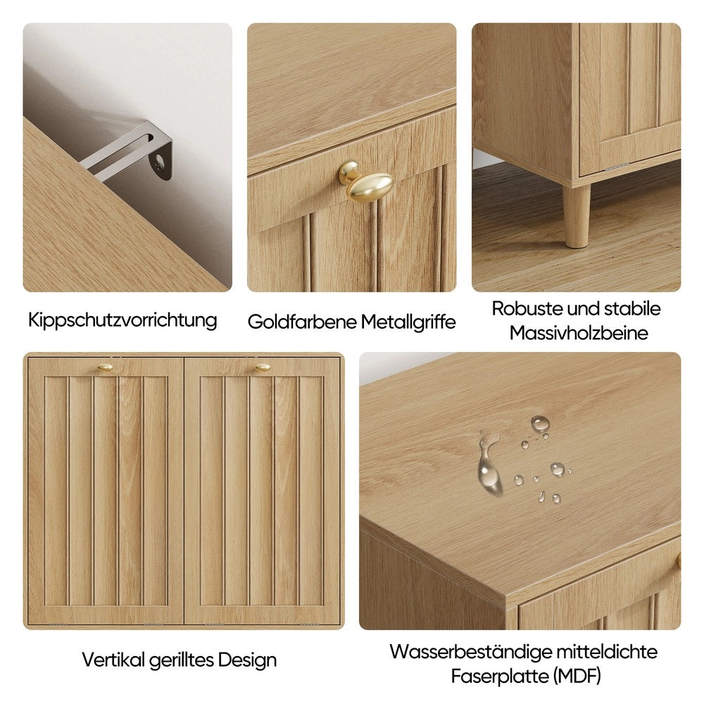 Portabiancheria con Cesto Estraibile ¨C MINIMAL ¨C Rovere, Freestanding