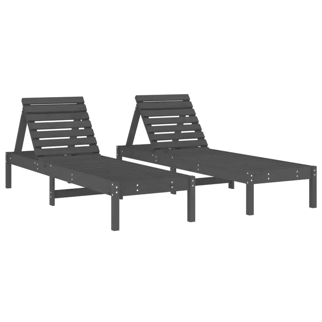 Lettini Prendisole 2pz Grigi 199,5x60x74 cm Legno Massello Pino 825070