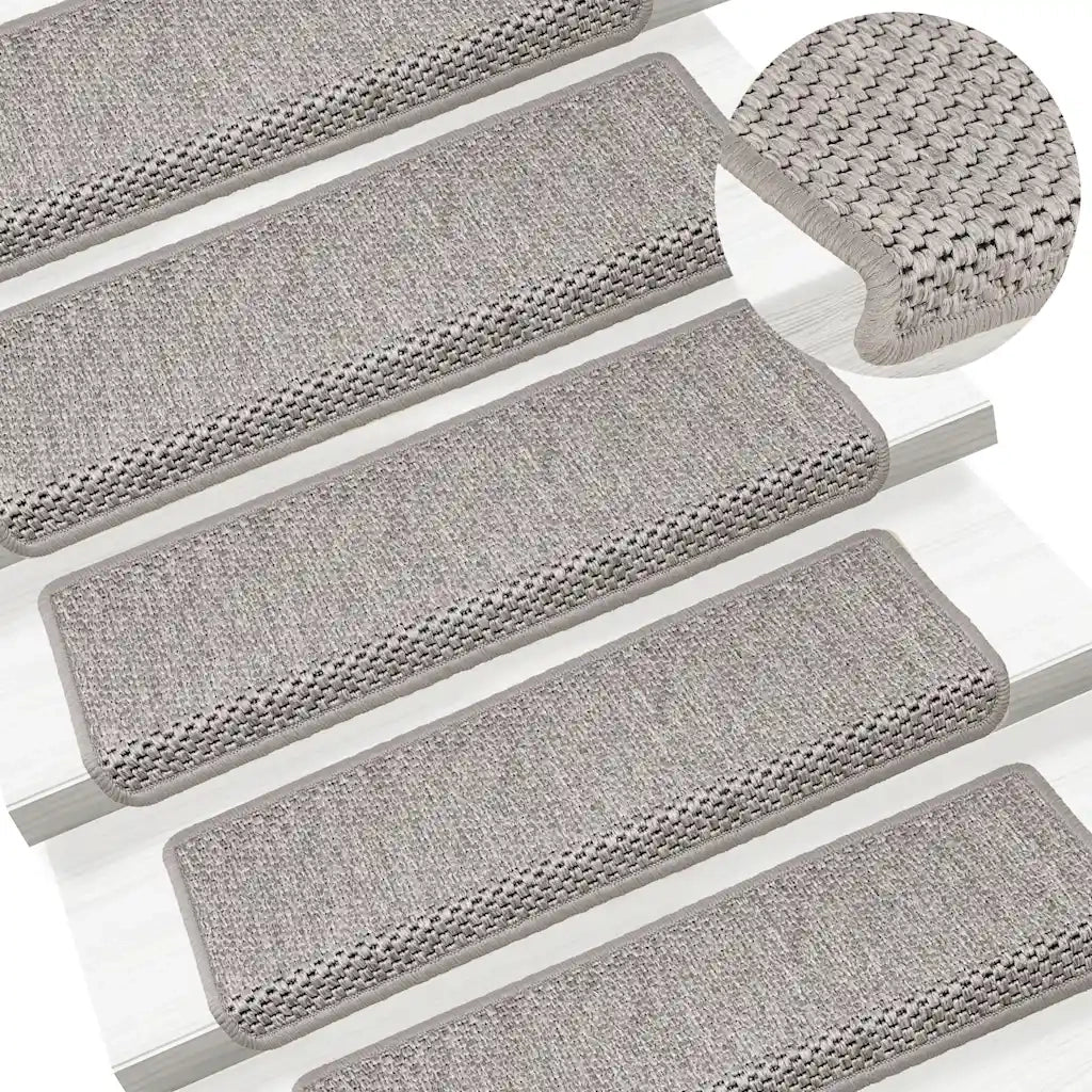 Tappeti Autoadesivi Scale Aspetto Sisal 15 pz | Gradini per Scale 65x21x4cm Argento