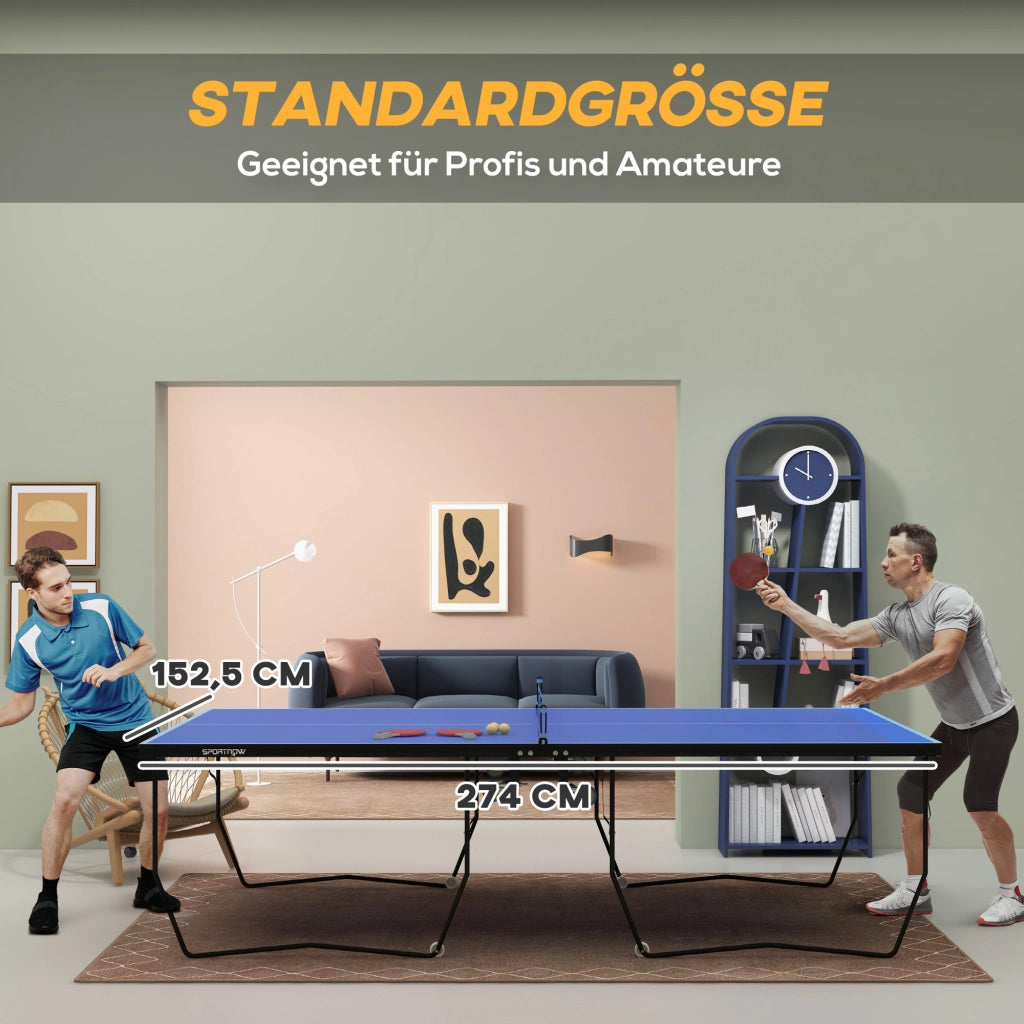 Tavolo da ping pong pieghevole ¨C zephmum ¨C blu, MDF, acciaio, 274x152.5x76 cm