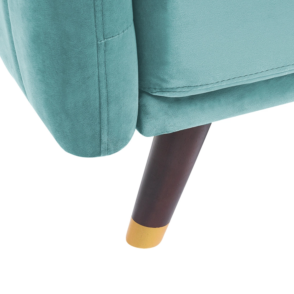 Divano Letto Tessuto Velluto Blu Navy Soggiorno Moderno 3 Posti Gambe In Legno Braccio A Pista