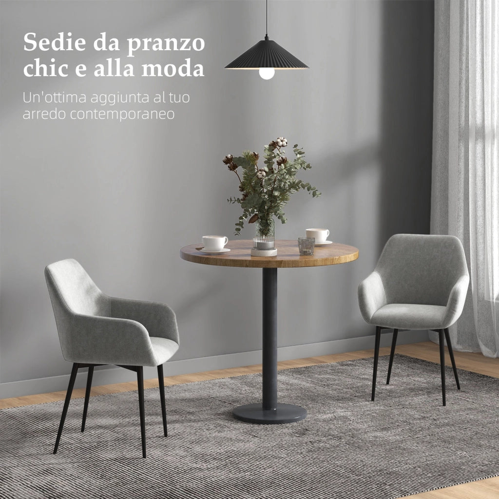 Set 2 Sedie Imbottite Stile Nordico 54x57x80 cm Tessuto Effetto Velluto Grigio Scuro