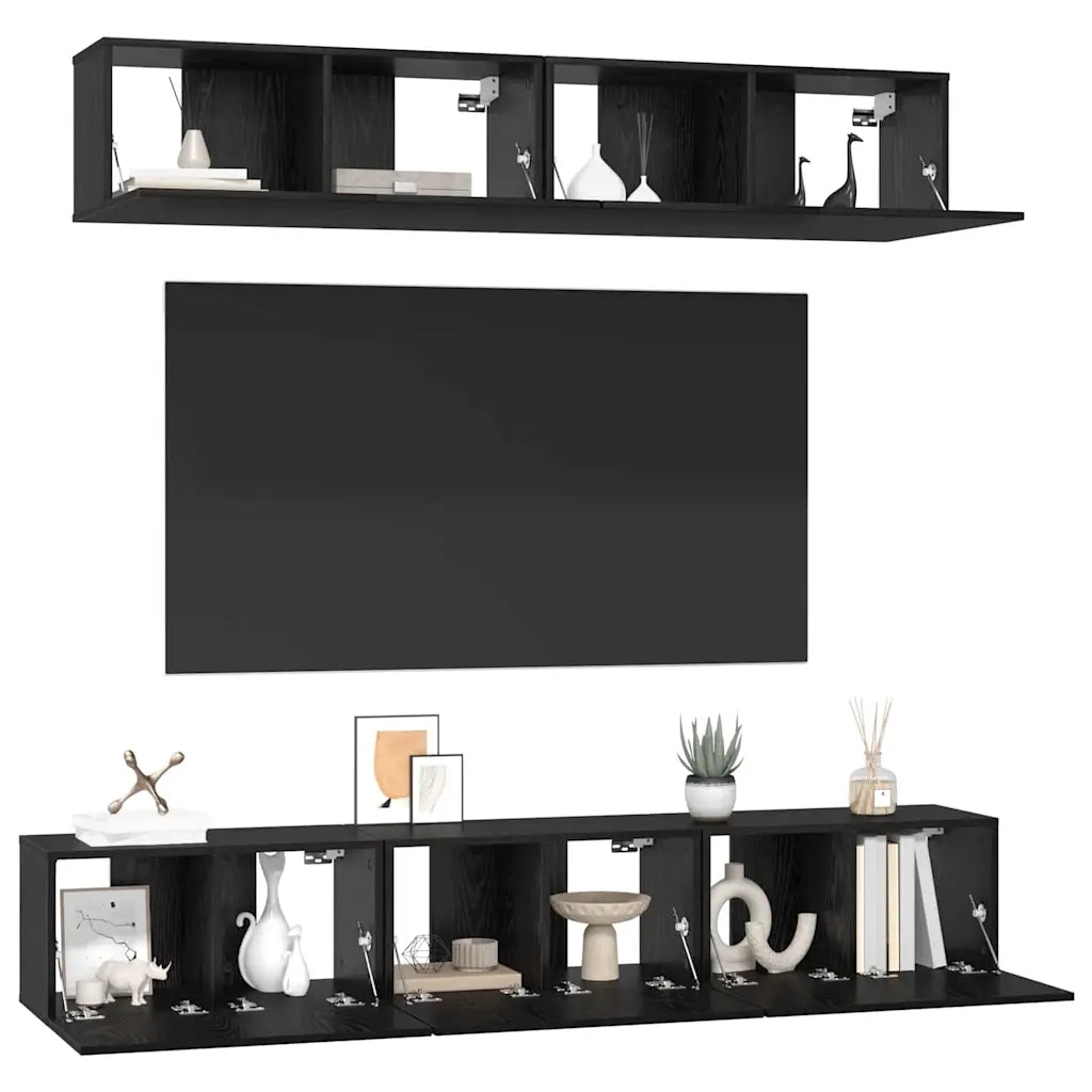 Set mobile TV 5 pcs Rovere Nero Legno multistrato 3393406