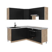 Vicco Cucina angolare completa Rovere nero rigato/oro 160 x 190 cm , PL Marmo