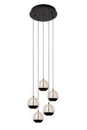 Lampadario Lucide Sentubal LED 52W 5 luci nero Ø35