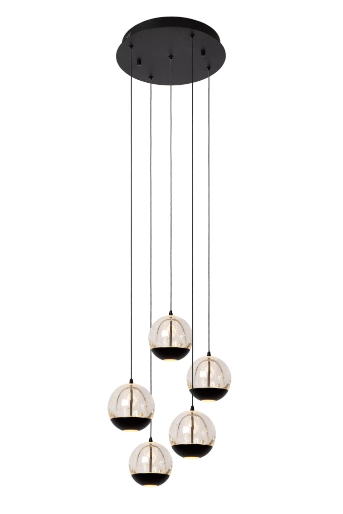 Lampadario Lucide Sentubal LED 52W 5 luci nero Ø35