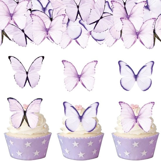 Decorazione per torta 3D a forma di cupcake - 48 pezzi - Blu - Decorazione per torta - Matrimonio/Festa d'anniversario - Battezzino/Festa di benvenuto per il bambino - Effetto tridimensionale