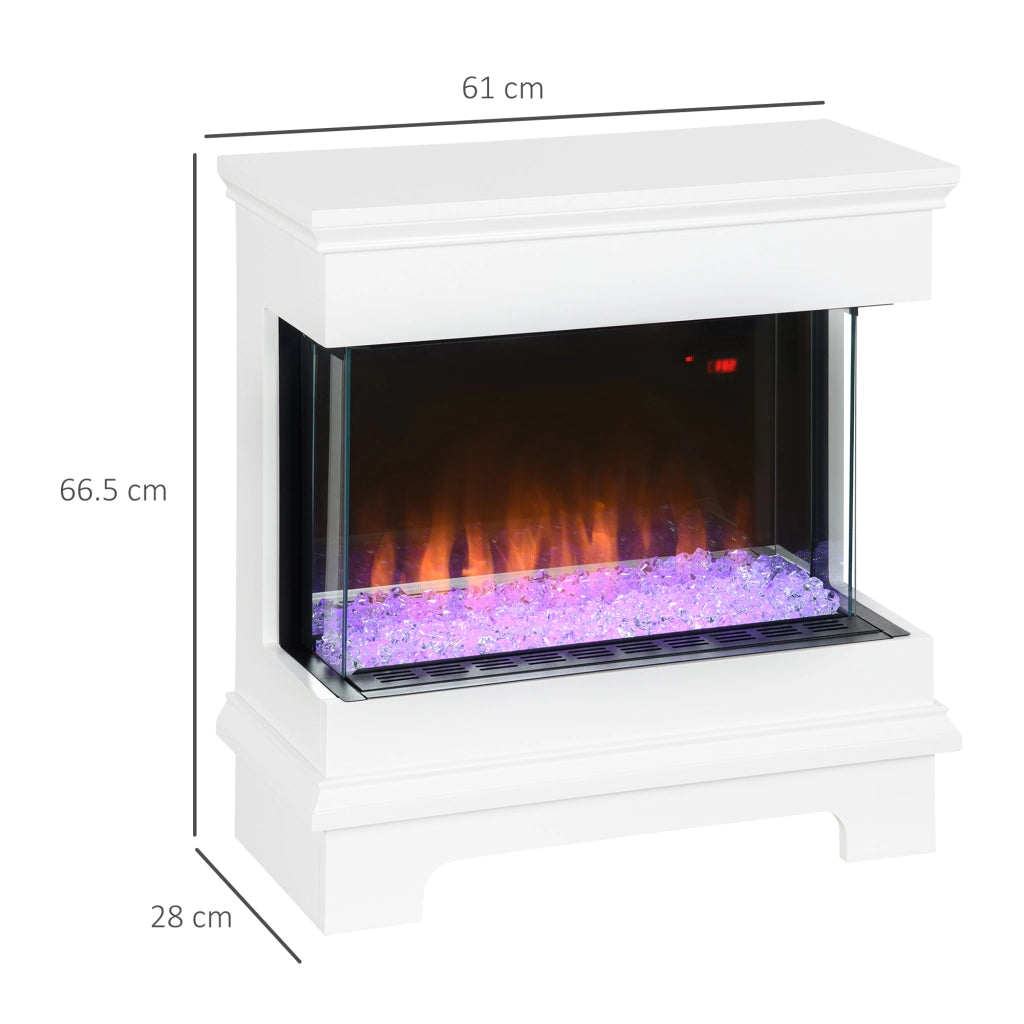 Caminetto Elettrico ¨C zephmum ¨C 61x28x66.5 cm, Bianco, Timer 12h, Spegnimento Automatico, 10 Colori