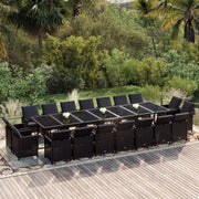 Set da Pranzo per Giardino 19 pz con Cuscini in Polyrattan Nero cod mxl 42936