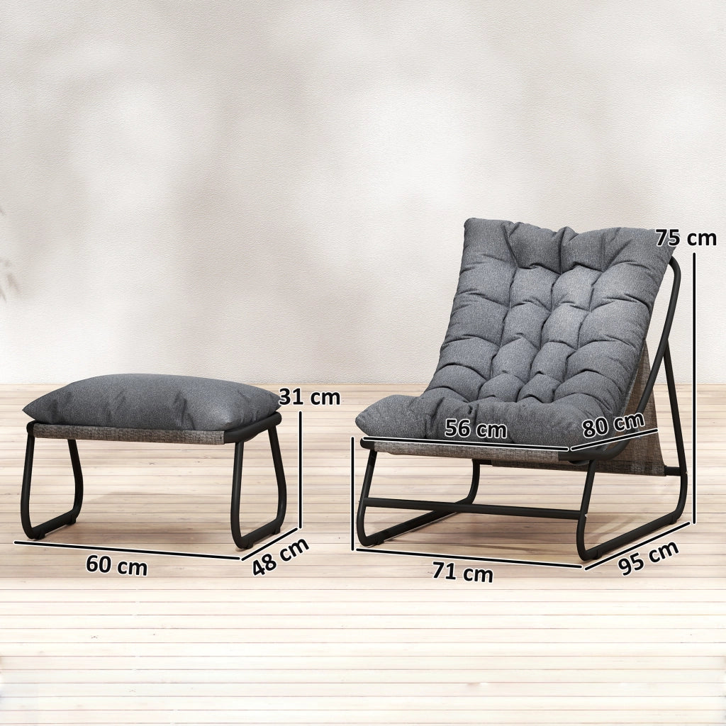 Poltrona da giardino con poggiapiedi ¨C zephmum ¨C tessuto scuro 13 cm spessore
