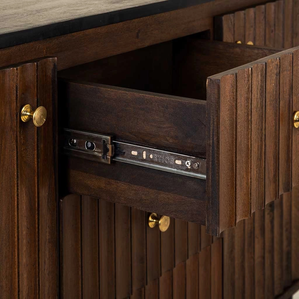 Credenza in legno artigianale nero 147x40x80h cm