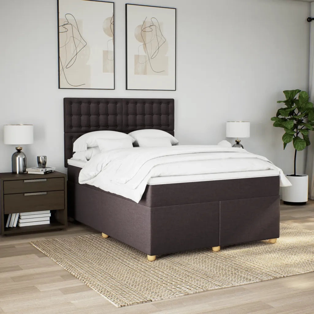 Giroletto a Molle con Materasso Marrone Scuro 140x190cm Tessuto