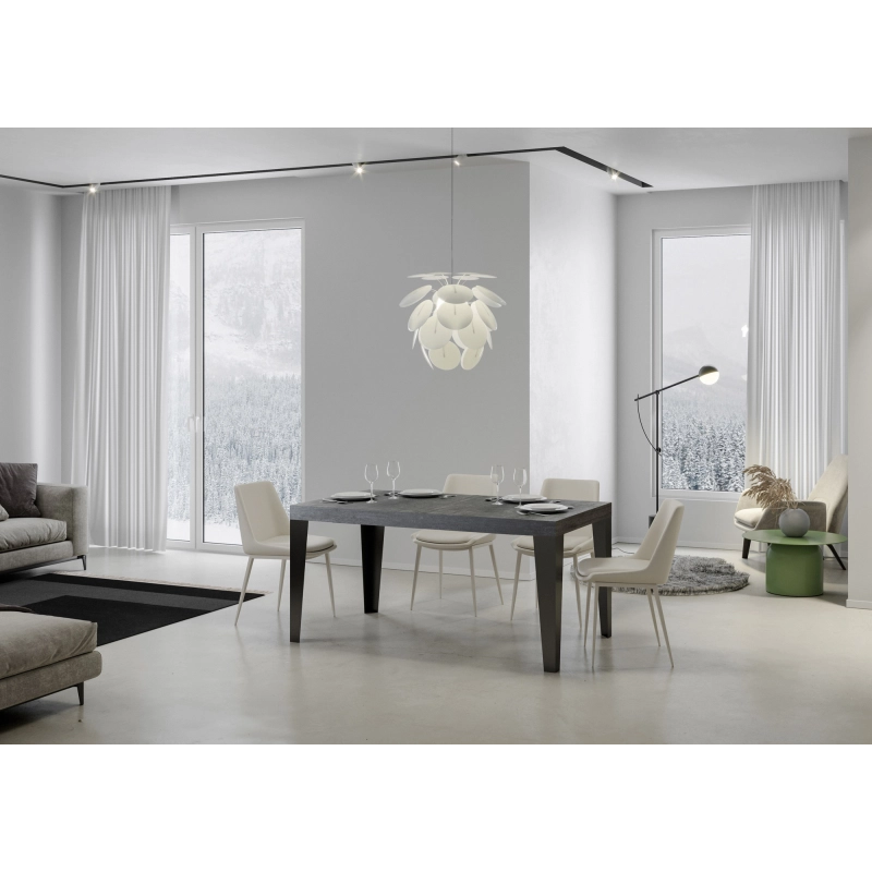 Tavolo allungabile 90x130/234 cm Flame Premium telaio Antracite - Cemento