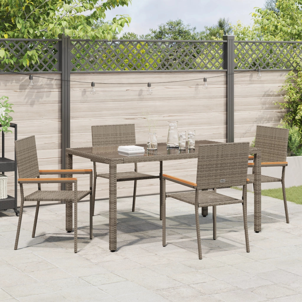 Set da Pranzo da Giardino  5 Pezzi Grigio Polyrattan