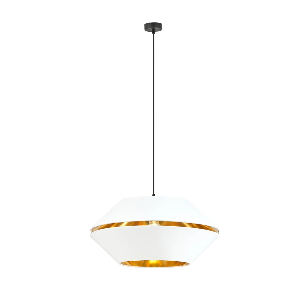 Sospensione Contemporanea 1 Luce Bellerofonte In Metallo Bianco E Oro