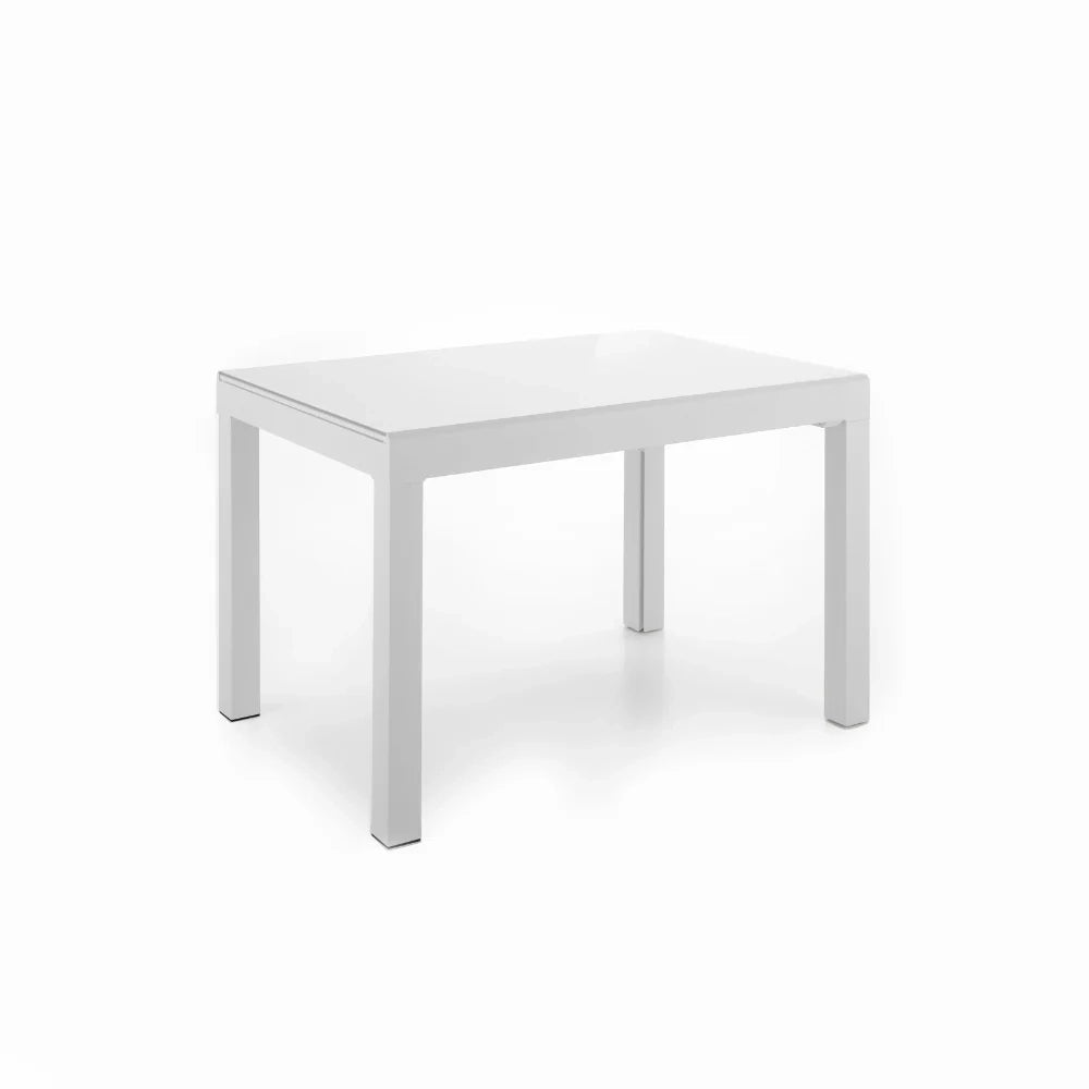 Tavolo da pranzo allungabile in vetro temperato bianco Balmoral 120-350x83 cm fino a 14 posti | Duzzle