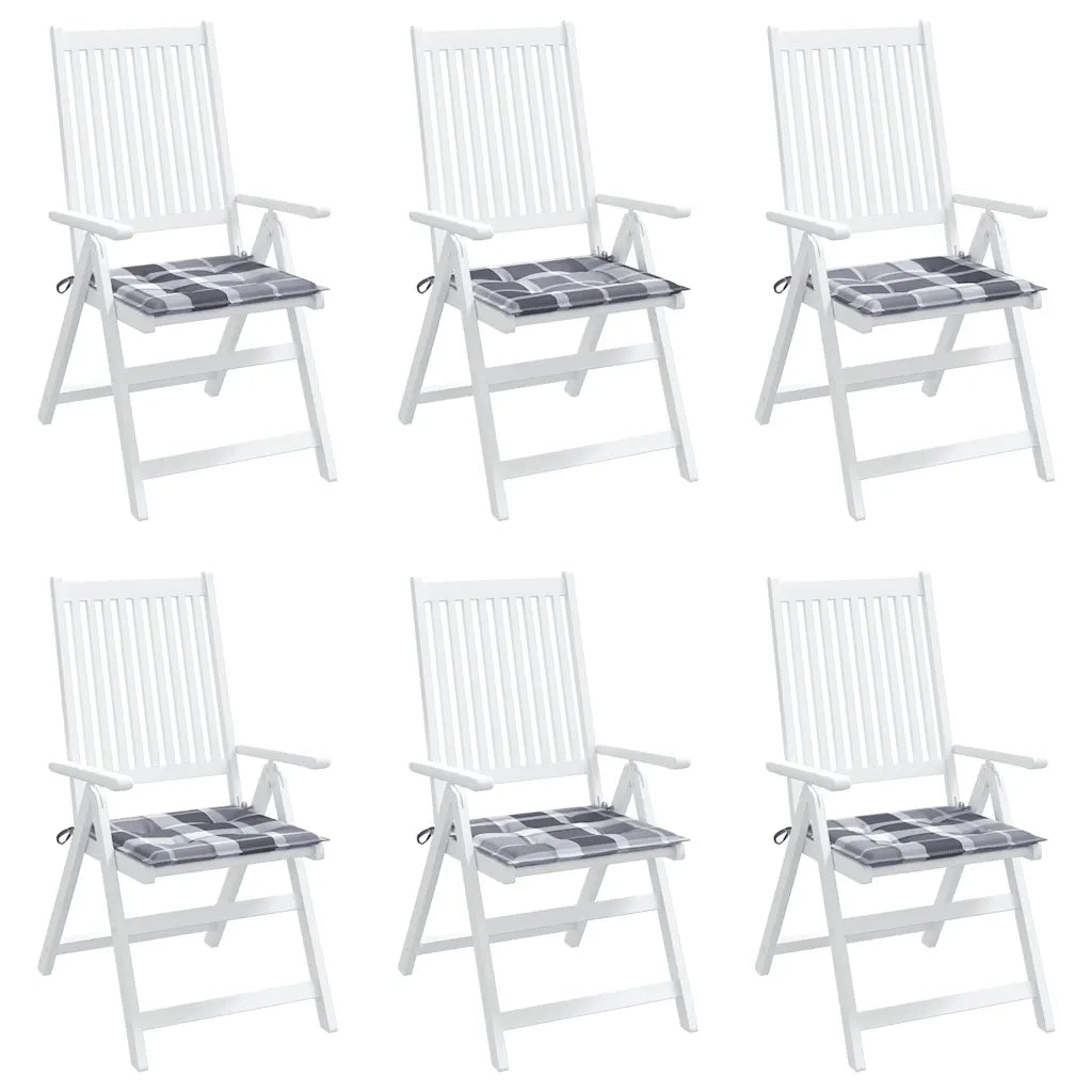 Cuscini per Sedia 6 pz a Quadri Grigi 50x50x3 cm Tessuto Oxford