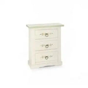 Comodino toscano in legno Shabby chicbianco decorato a mano filo verde pomelli ad anello