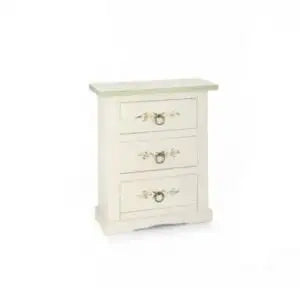Comodino toscano in legno Shabby chicbianco decorato a mano filo verde pomelli ad anello