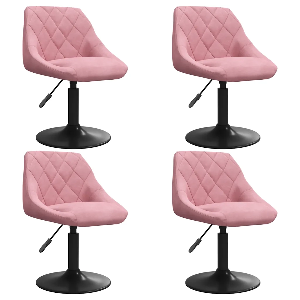 Sedie da Pranzo Girevoli 4 pz Rosa in Velluto