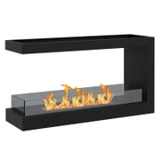 Camino Bioetanolo a 3 Lati con Bruciatore da 2.4L e Durata 4 Ore, Copertura 30㎡, 100x30x55cm, Nero