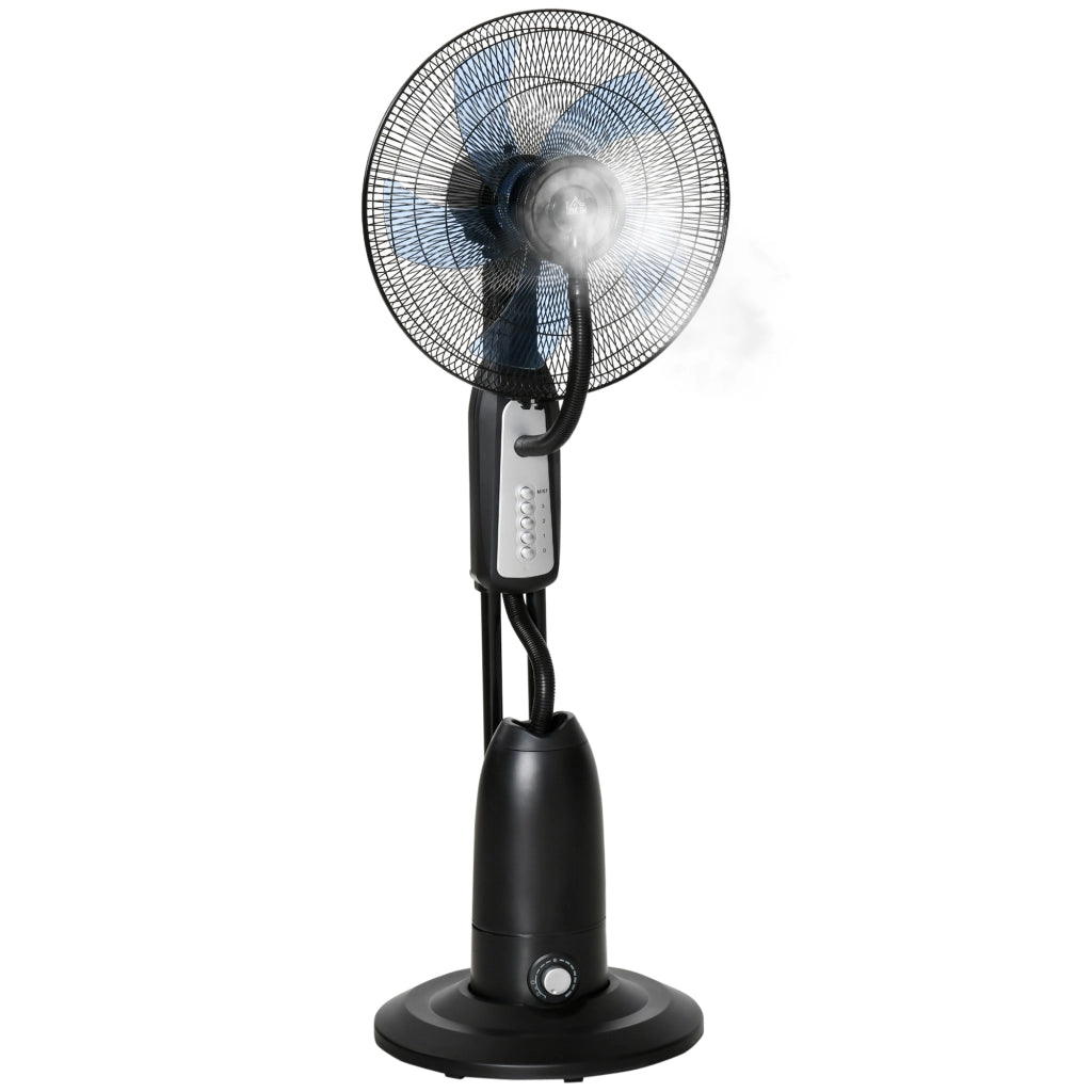 Ventilatore Nebulizzatore 90W a 4 Ruote con Serbatoio 2.8L e 4 Velocit¨¤, in Metallo, PE e ABS, 44.5x38.5x120 cm