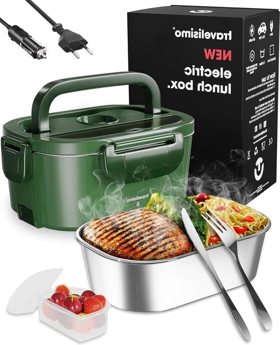 Lunchbox elettrica riscaldatore alimenti 3 in 1 - riscaldatore alimenti portatile per auto, camion, casa - 12V+24V+220V - 15L contenitore rimovibile in acciaio inossidabile