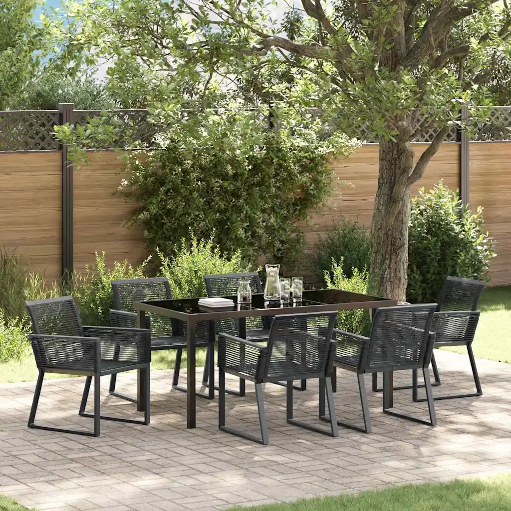 Set da Pranzo per Giardino 7 pcs Nero 3379314
