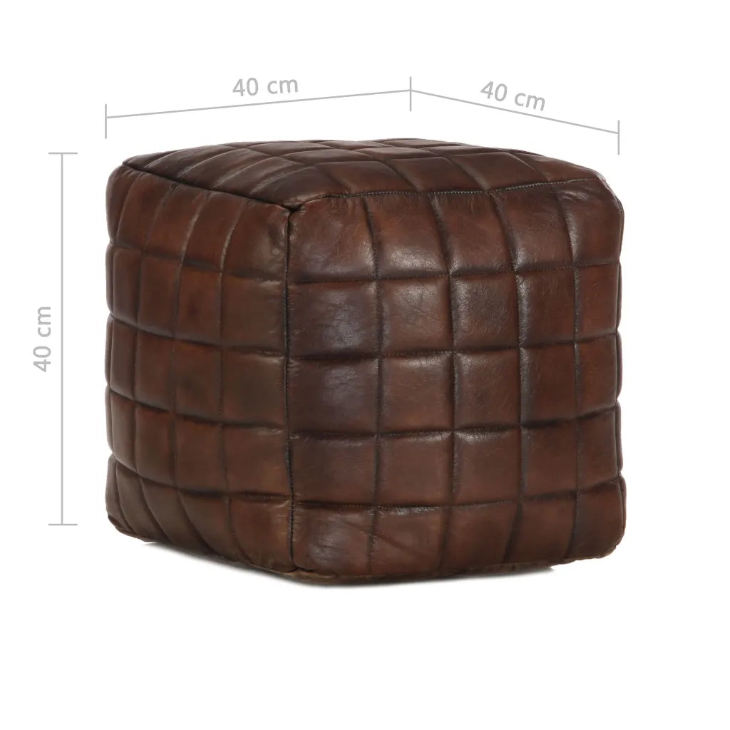 Pouf Marrone Scuro 40x40x40 cm in Vera Pelle di Capra 248136