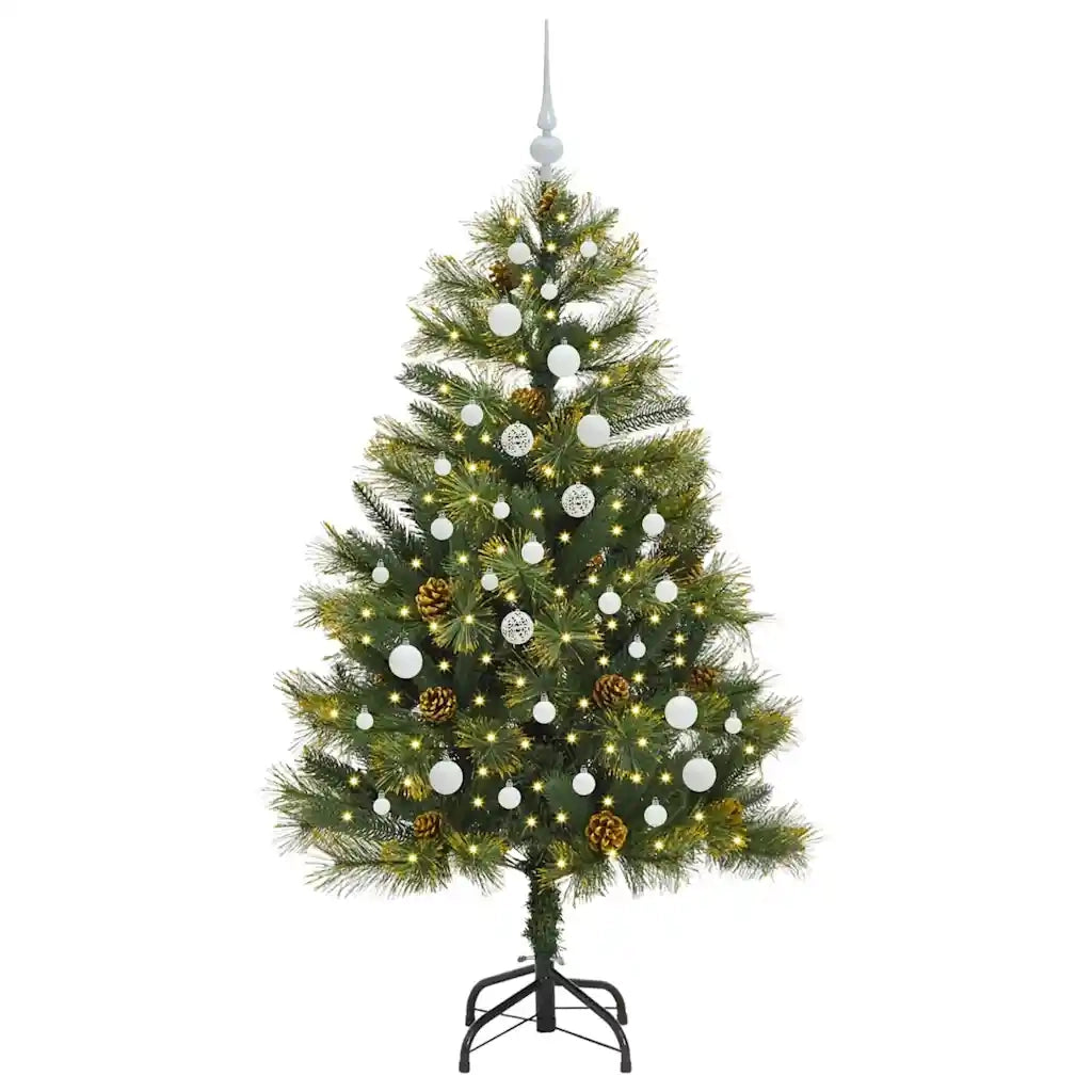 Albero di Natale | Decorazioni natalizie artificiale pieghevole con coni Verde 150 cm