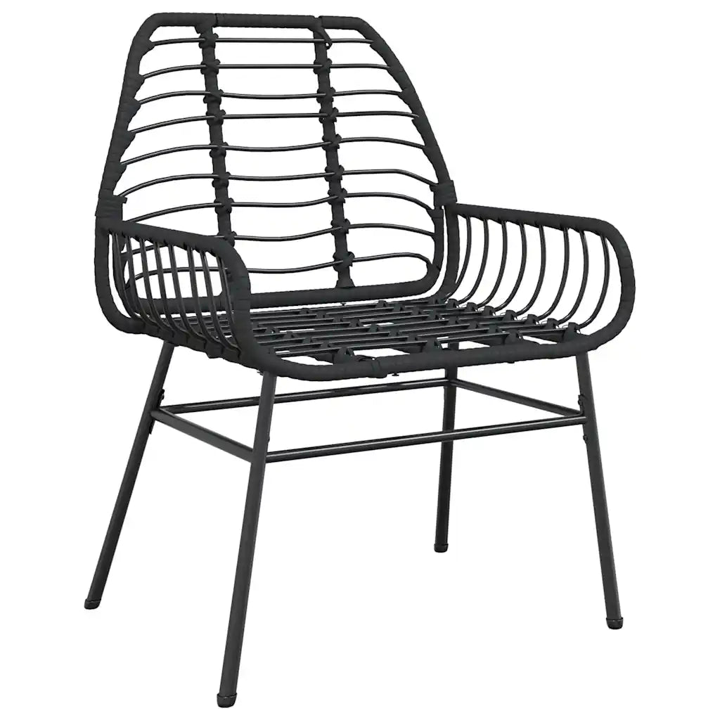 Set Mobili da Pranzo per Giardino 5 pz Nero Polyrattan Vetro 3334438