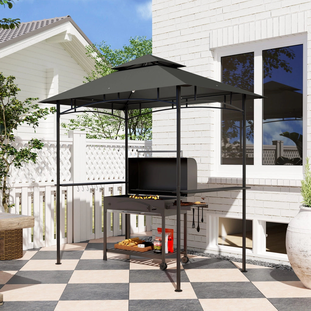 Pergola da Giardino con LED ¨C zephmum ¨C Grigio 240x150x258 cm
