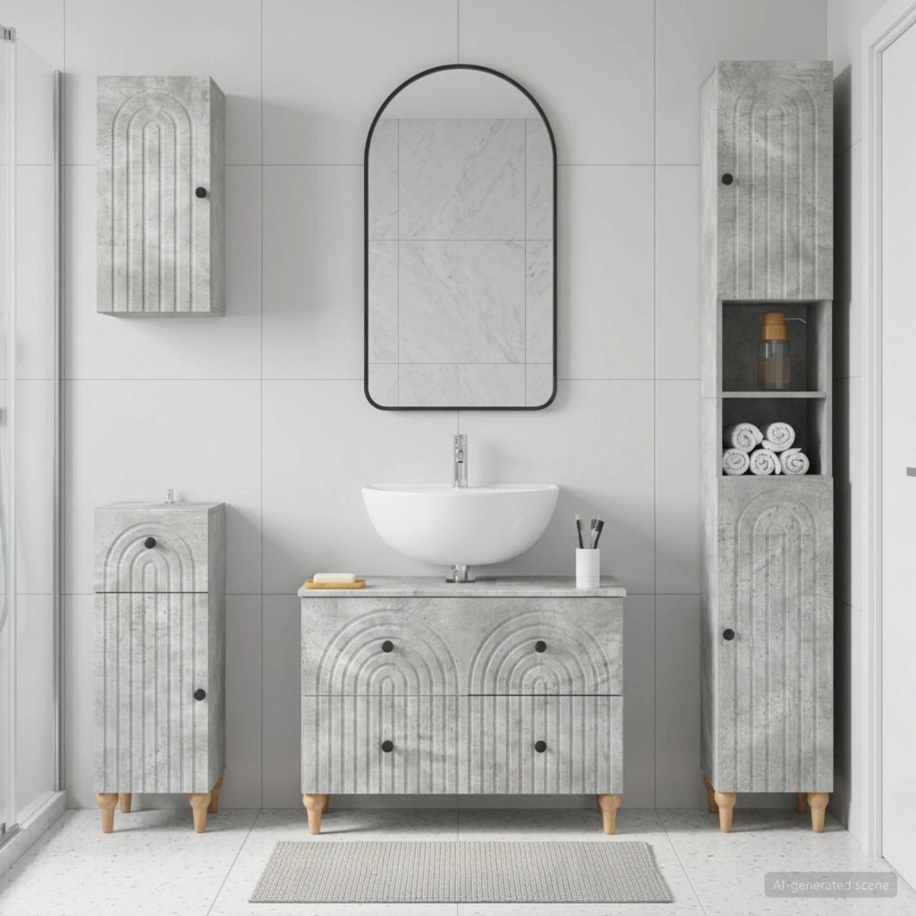 Set di Mobili da Bagno da 4 Pezzi ALKMAAR Grigio Cemento 3417912
